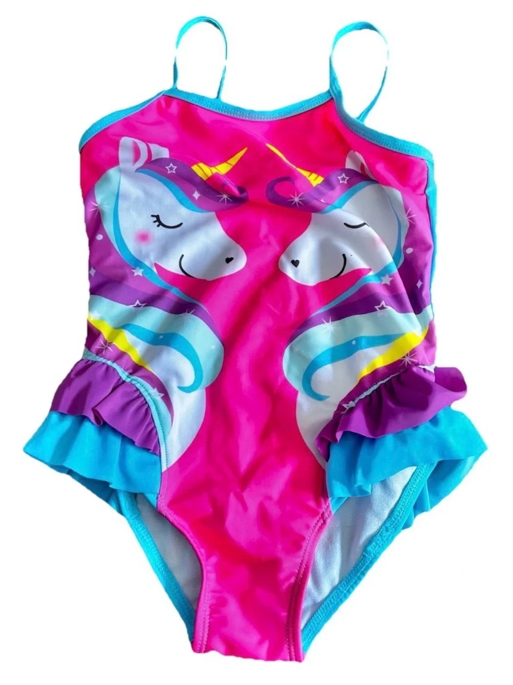 Wonder Nation adorable blue n pink Unicorn Kids one-piece Swimming suit